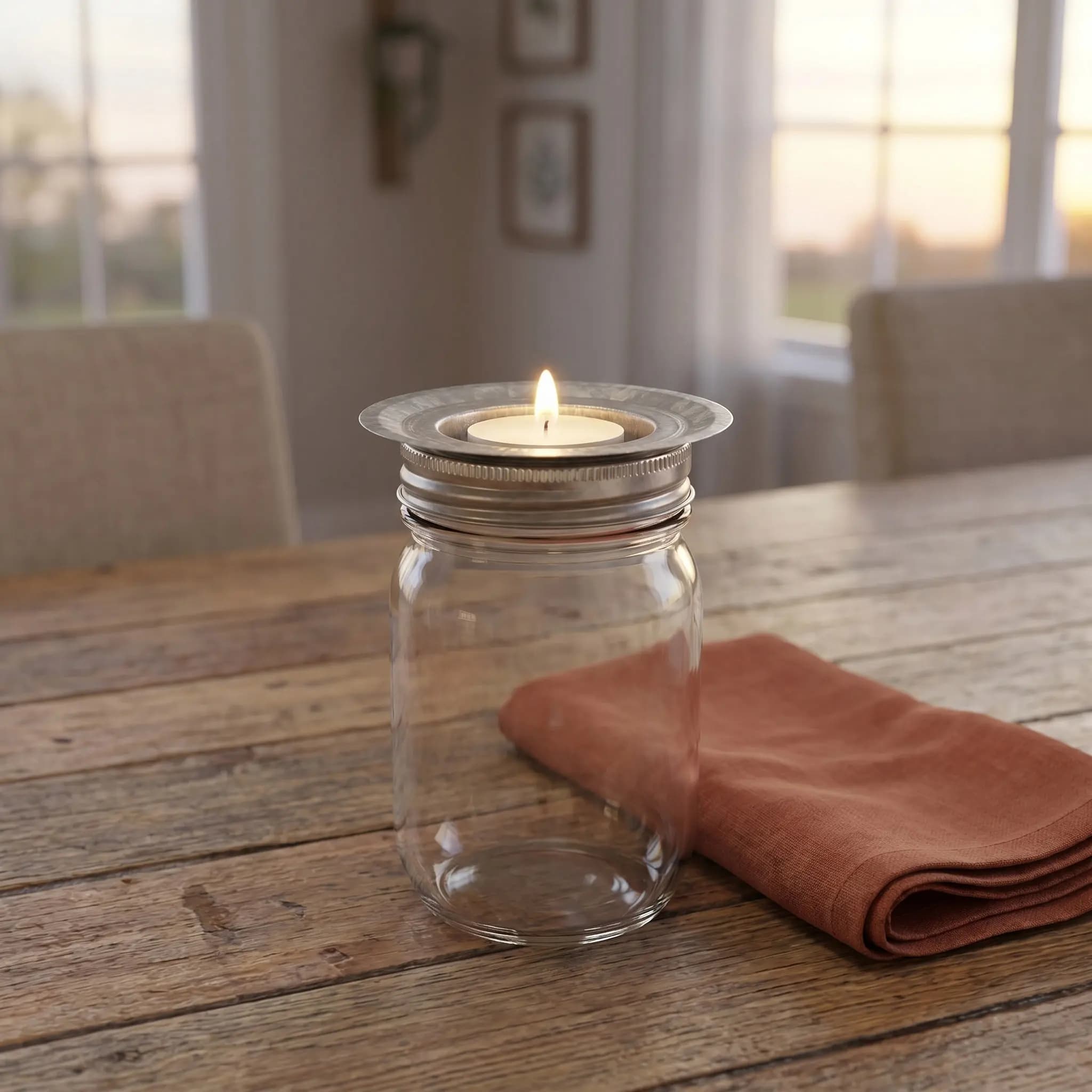 10Pcs Jar Holder Insert Stainless Steel Tea Light Metal Lid Insert Decorative Jar Holder Indoor