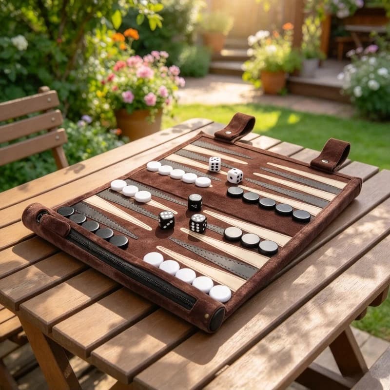 Portable Backgammon Storage Bag Travel Set Lightweight Foldable Board Game Outdoor Family Party