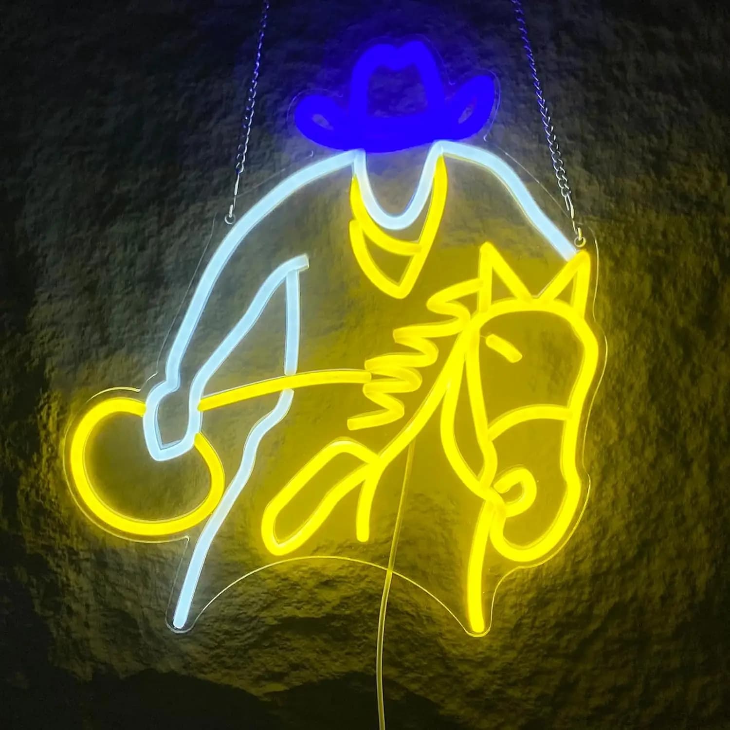 Insegna luminosa al neon a forma di cavallo da rodeo, insegna trendy e da sogno, portatile USB, per un'atmosfera da tasca