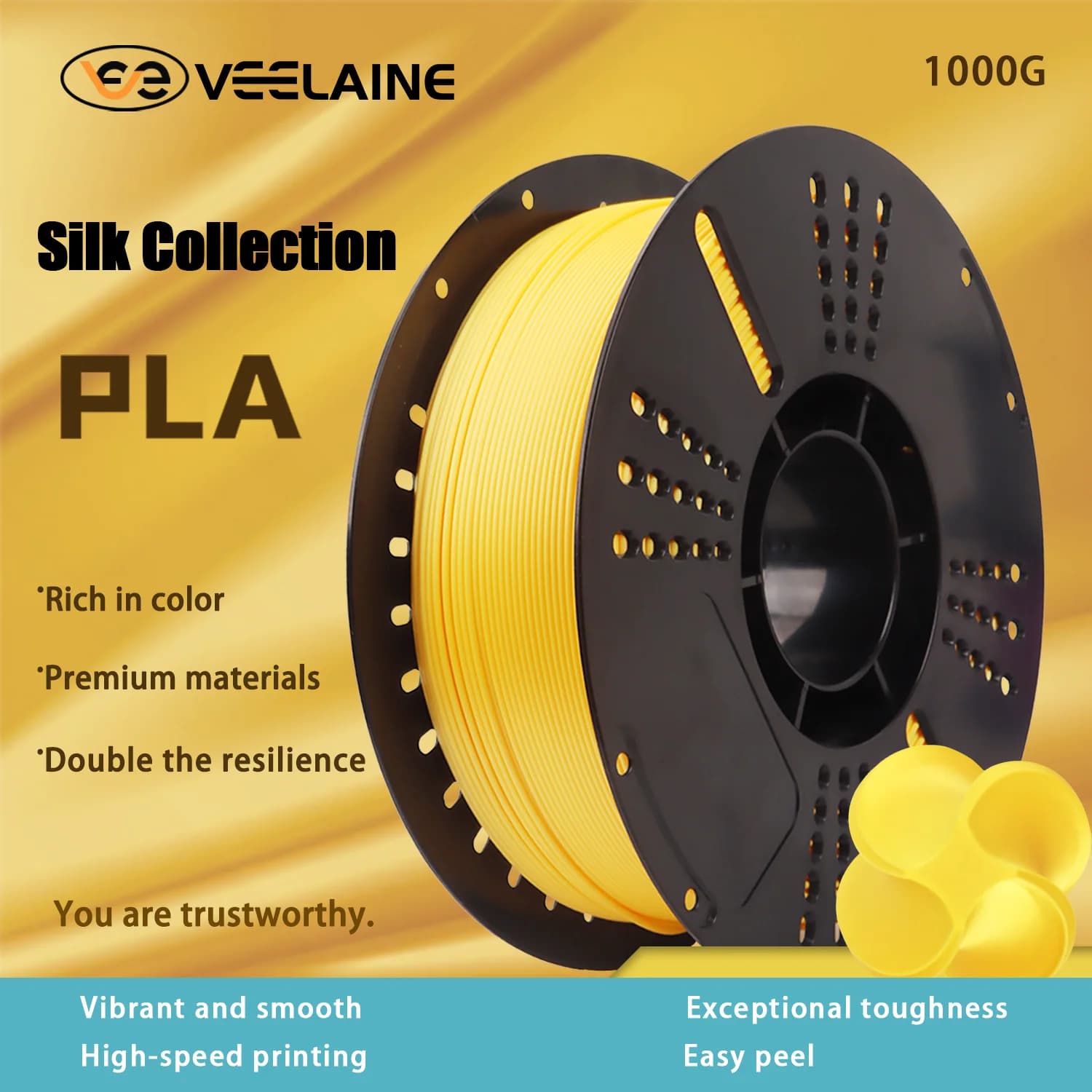 VEELAINE PLA Silk 3D printing filament metallic color high toughness easy to print suitable for Tuozhu AMS