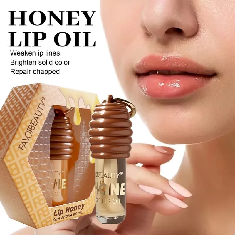 Olio per labbra idratante con infusione di miele - Nutriente per labbra secche, Alta lucentezza, Profumo di miele fresco, Lucidalabbra, Trucco labbra idratante