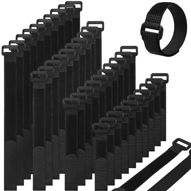 40pcs Reusable Cable Ties Durable Nylon Hook and Loop Cord Wraps Adjustable Fastener Organizer Set for Cable Management 20mm Wid