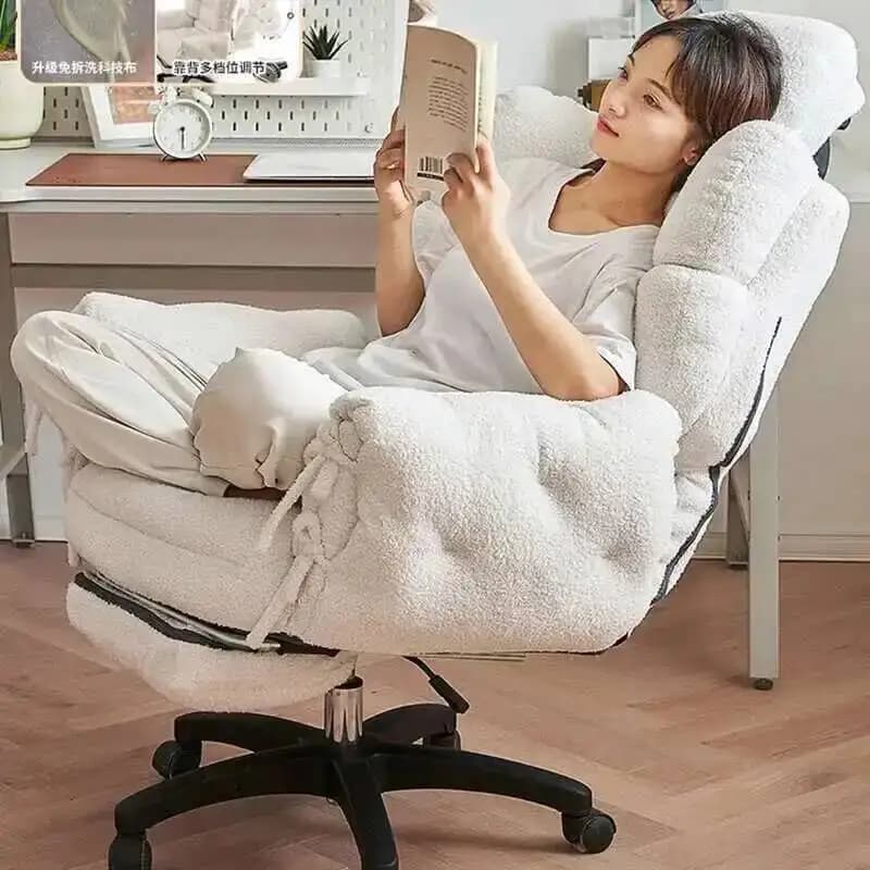 per e sedia da ufficio Camera da letto regolabile Sedie girevoli con schienale nordico pigro Sedie da ufficio comode in velluto per sala giochi