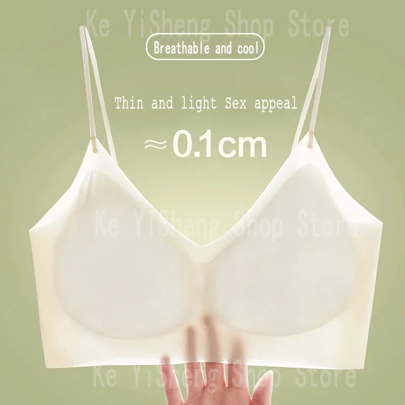 Reggiseno in seta di ghiaccio traspirante Lingerie da donna senza cuciture con scollo all'americana sul retro avvolge il reggiseno con seni piccoli sexy e confortevole