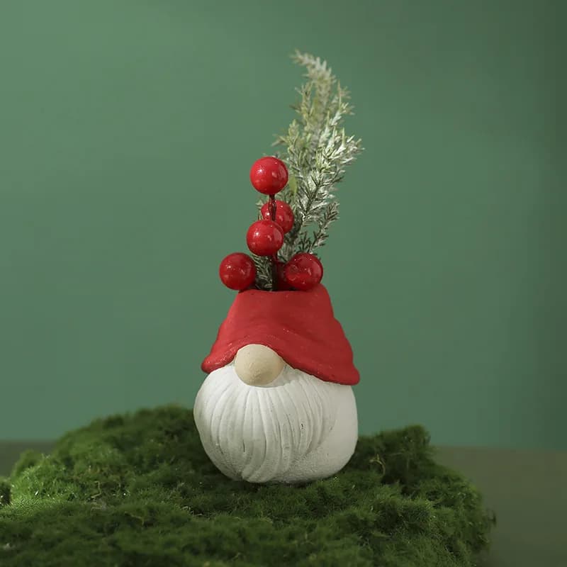 Pupazzo di Neve da Tavolo con Piante in Vaso, Mini Albero di Natale Artificiale con Decorazioni, Piante con Palline di Natale, Bacche e Pigne