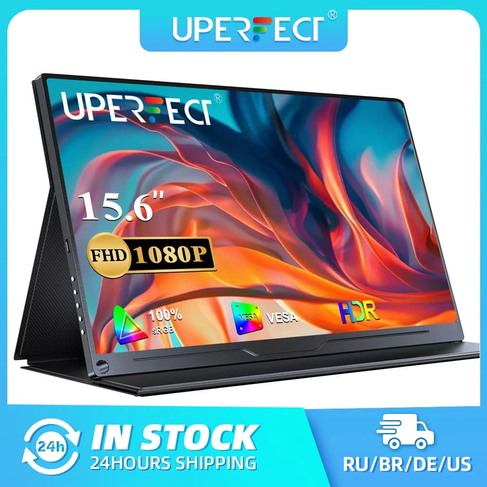 Monitor portatile UPERFECT 15,6'' 1080P FHD USB C HDMI Display per computer HDR Eye Care Schermo esterno con Smart Cover per Mac Telefono Xbox Switch PS5