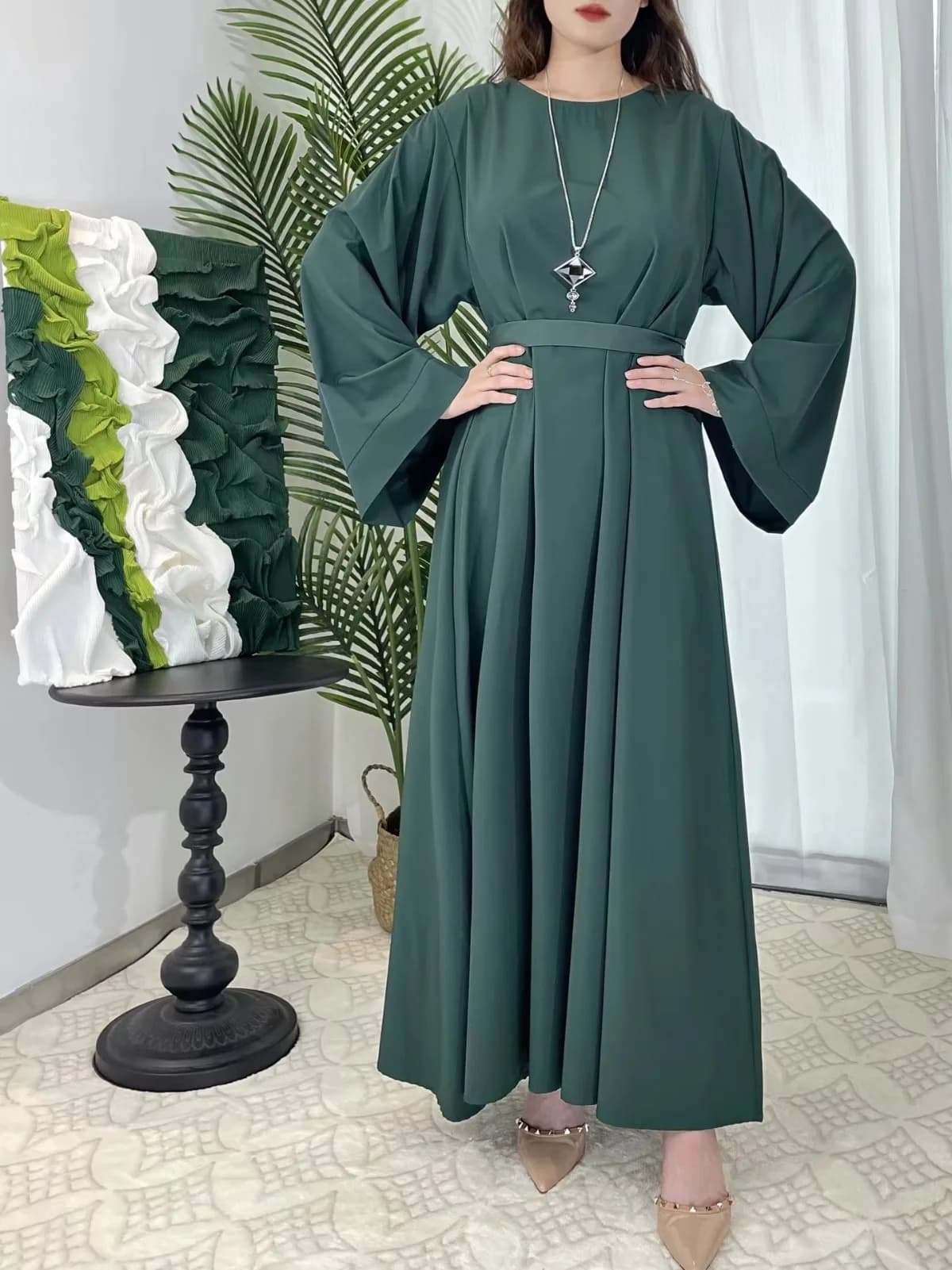 Abaya Muslim Woman Caftani Prayer Dress with Belt Full sleeve Islamic Clothing Women Jilbabs Dubai Robe Ramadan Dresses
