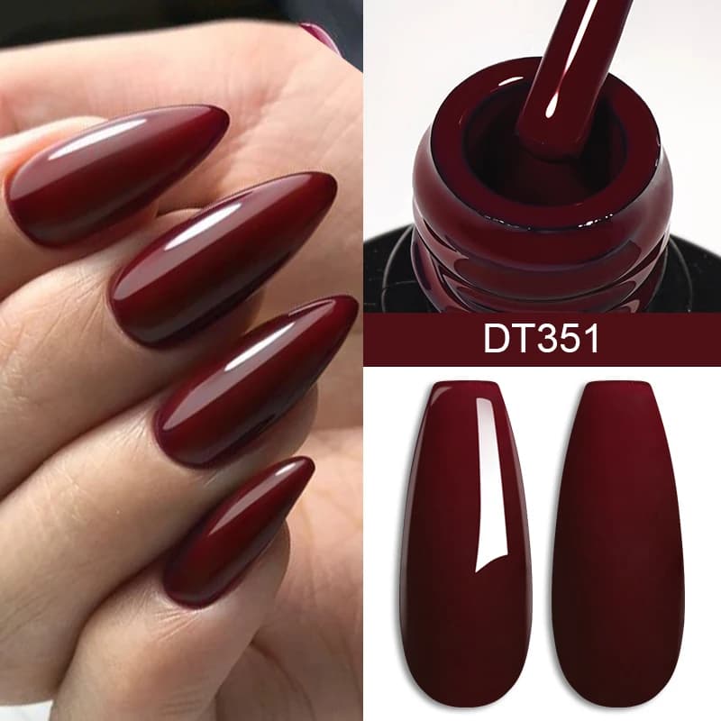 MEET ACROSS 7ml Nail Polish Red Gel Wine Nails Supplies French style nail polish for long lasting manicure Nail art design DIY