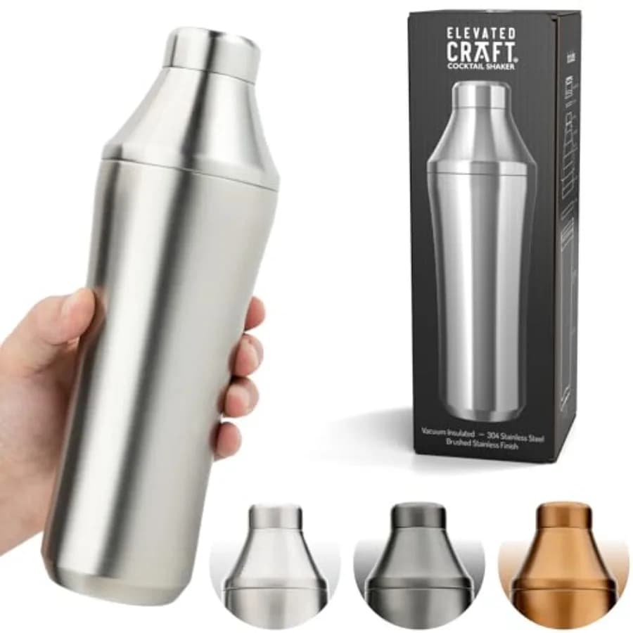 Shaker per Cocktail Ibrido - Shaker per Cocktail Premium con Isolamento Sottovuoto - Sistema di Misurazione Innovativo - Shaker per Martini per la Casa B