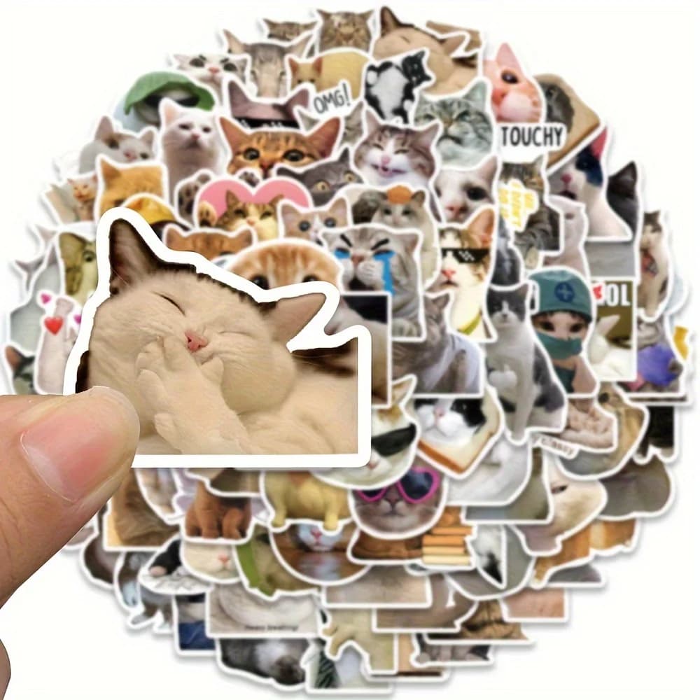 100 Pieces Stickers Funny and cute with MEME of Cats and Animals, Decalcomanie Kawaii for Scrapbooking, Quaderni, Valigie, Laptop, Skateboard, Toys