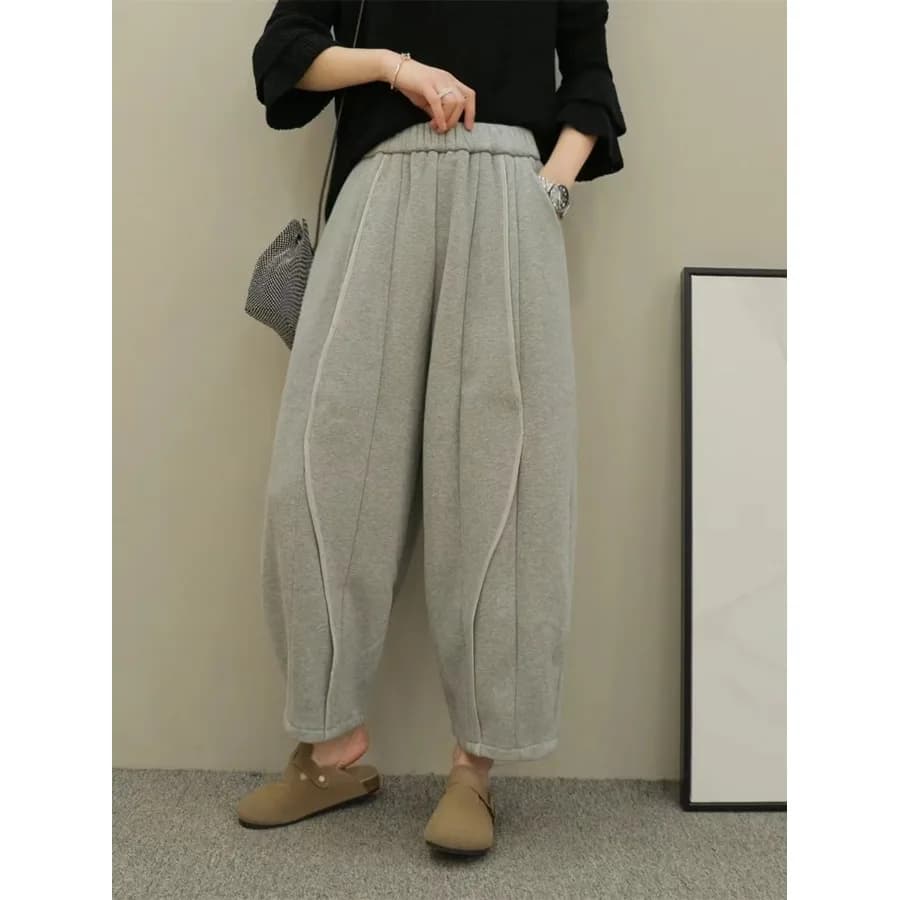 Plus Size Faionable Patchwork Boy Harlan Women's Trousers Autumn Winter Meat Hide Larga Casual Wax Lantern Trousers...