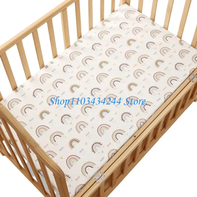 Lenzuolo con angoli per culla traspirante, tessuto a maglia cotone, bordi elastici elastici. Comodo lenzuolo con angoli per