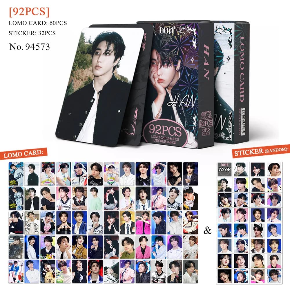 92 Set di carte adesive per bambini randagi (K-pop) "DO IT Nuovo album Han Zhicheng Carta fotografica, adesivi LOMO, fan da collezione"