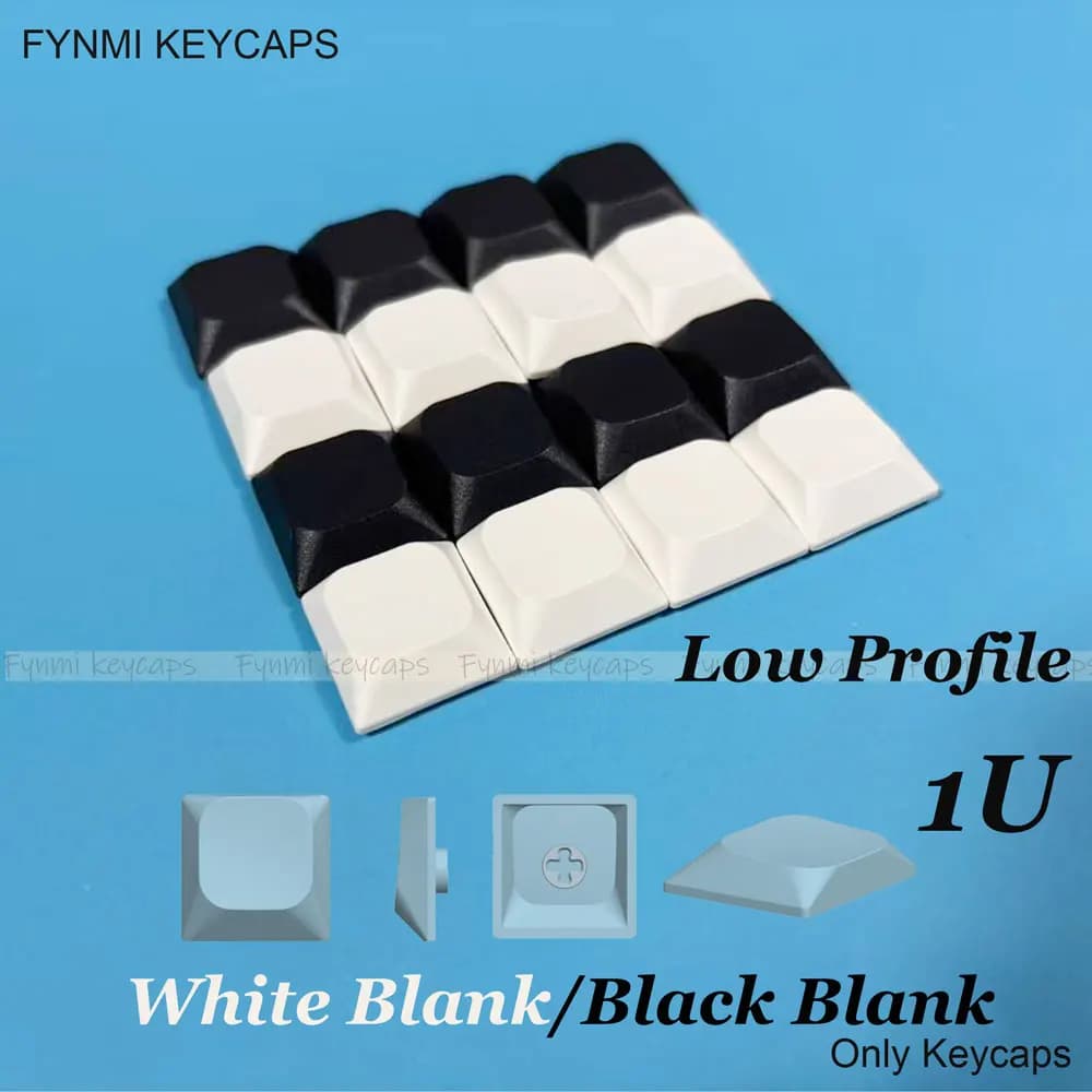 Fynmi 1/1.25/1.5/1.75/2/2.25/2.75/6.25U Low Profile Black/White Blank Keycaps for Gateron/Kailh Switch Mechanical keyboards