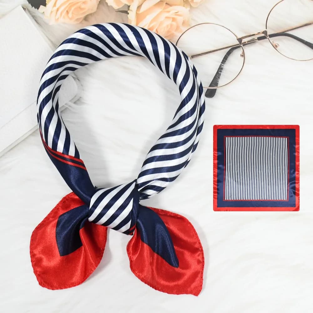 Foulard Quadrato in Seta Stampata di Lusso da Donna, Morbido in Raso, Fascia per Capelli, Sciarpa da Collo, Hijab da Ufficio, Nastro per Borsa, Regalo 50cm