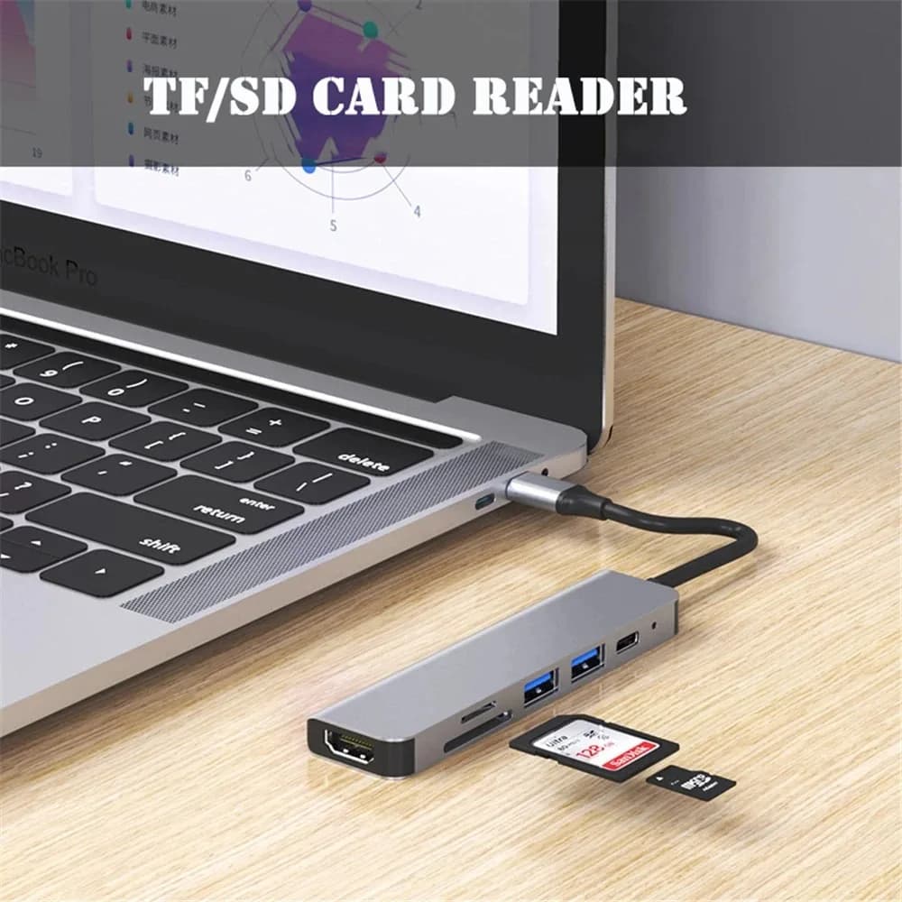 Adattatore hub USB 3.0 tipo C a HDMI Hub USB C 4K Thunderbolt 3 con hub 3.0 Slot per lettore SD TF PD per MacBook Pro/Air/Huawei Mate