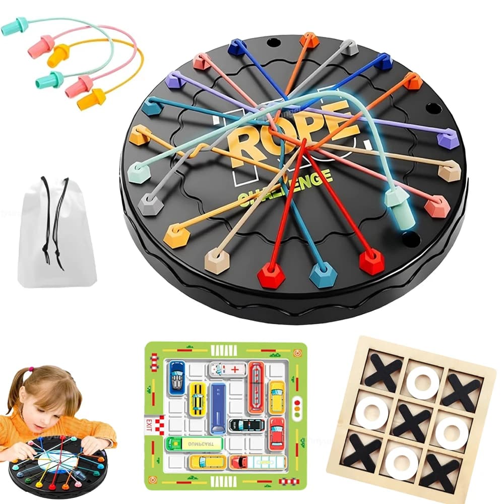 Il più nuovo divertente gioco da tavolo set nodi di corda puzzle / labirinto per auto board / xo tic tac toe scacchi giocattoli educativi regalo per bambini ragazzo ragazza