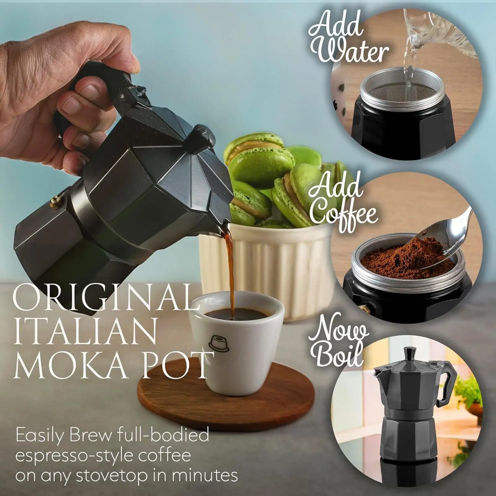 Small coffee maker with anti-coating handle Kettle Italian Coffee maker Beverage tool for electric ceramic gas cooker Milk