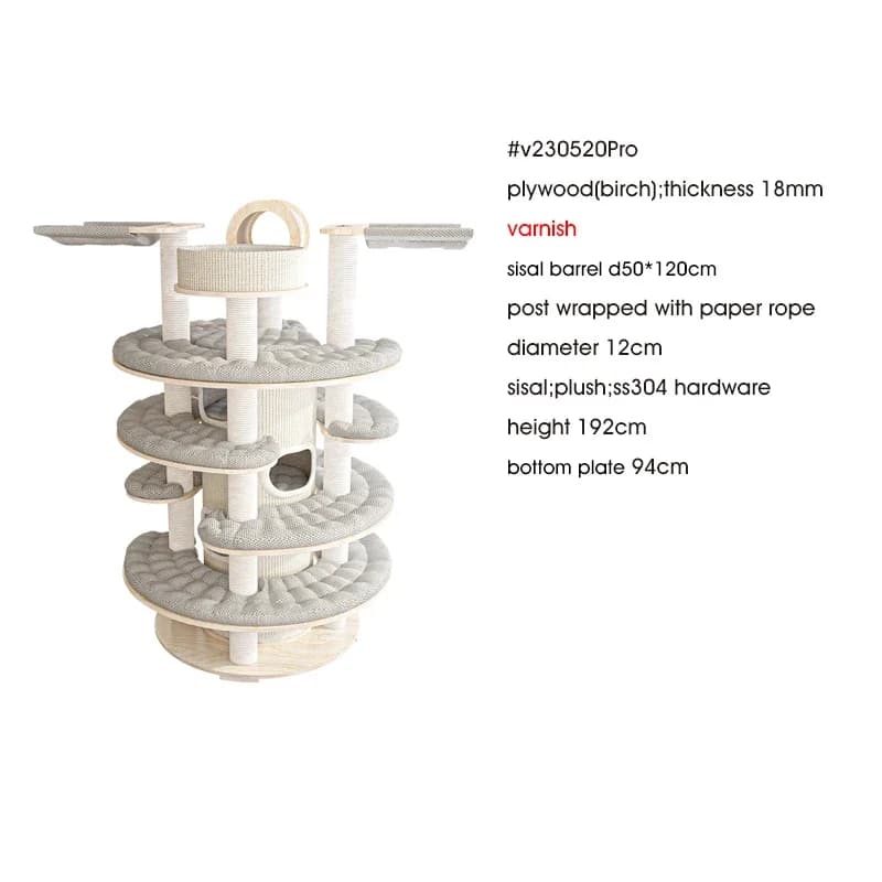 Albero per Gatti Grande all'Ingrosso, Gioco Interattivo Moderno per Gatti, Resistente all'Usura, Forniture per Animali con Imballaggio in Cartone Premium