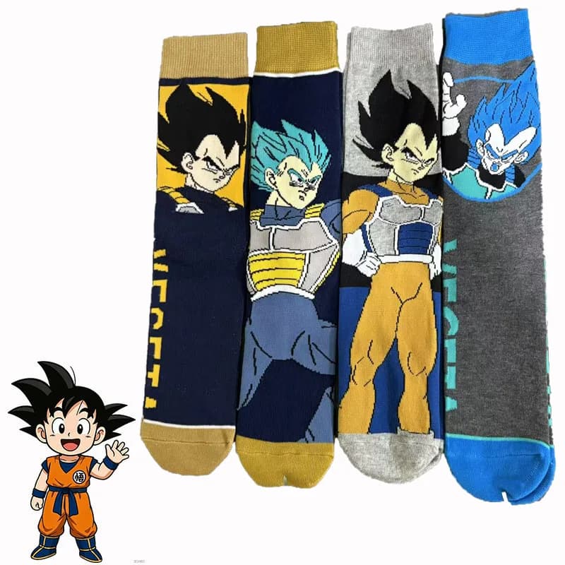 1/4 paia di calzini al ginocchio traspiranti lavorati a maglia alla moda Seven Dragon Ball unisex