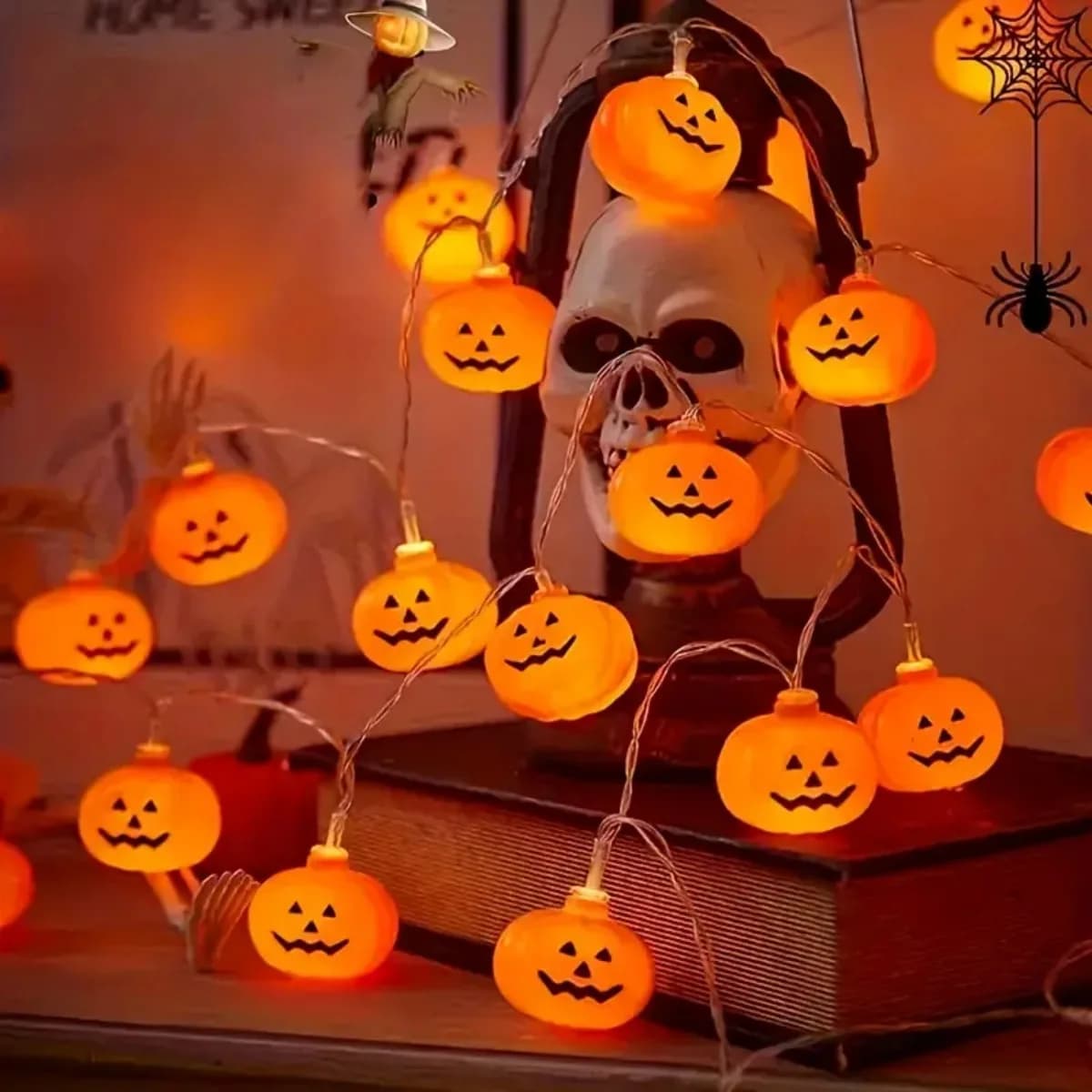 1pc 10/20 LED 3D Zucca Luce Della Stringa Atmosfera di Halloween Lampada Decorativa Alimentata A Batteria Per La Casa Camera Da Letto Partito Festival Decor