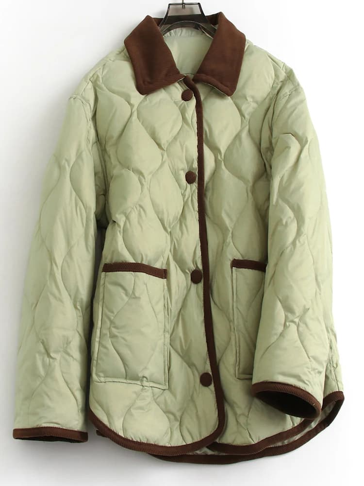 90% White Duck down Jacket Loose Fit Casual Women's Long Sleeve Stitched Front Collar Winter Coat H161 Commute Style