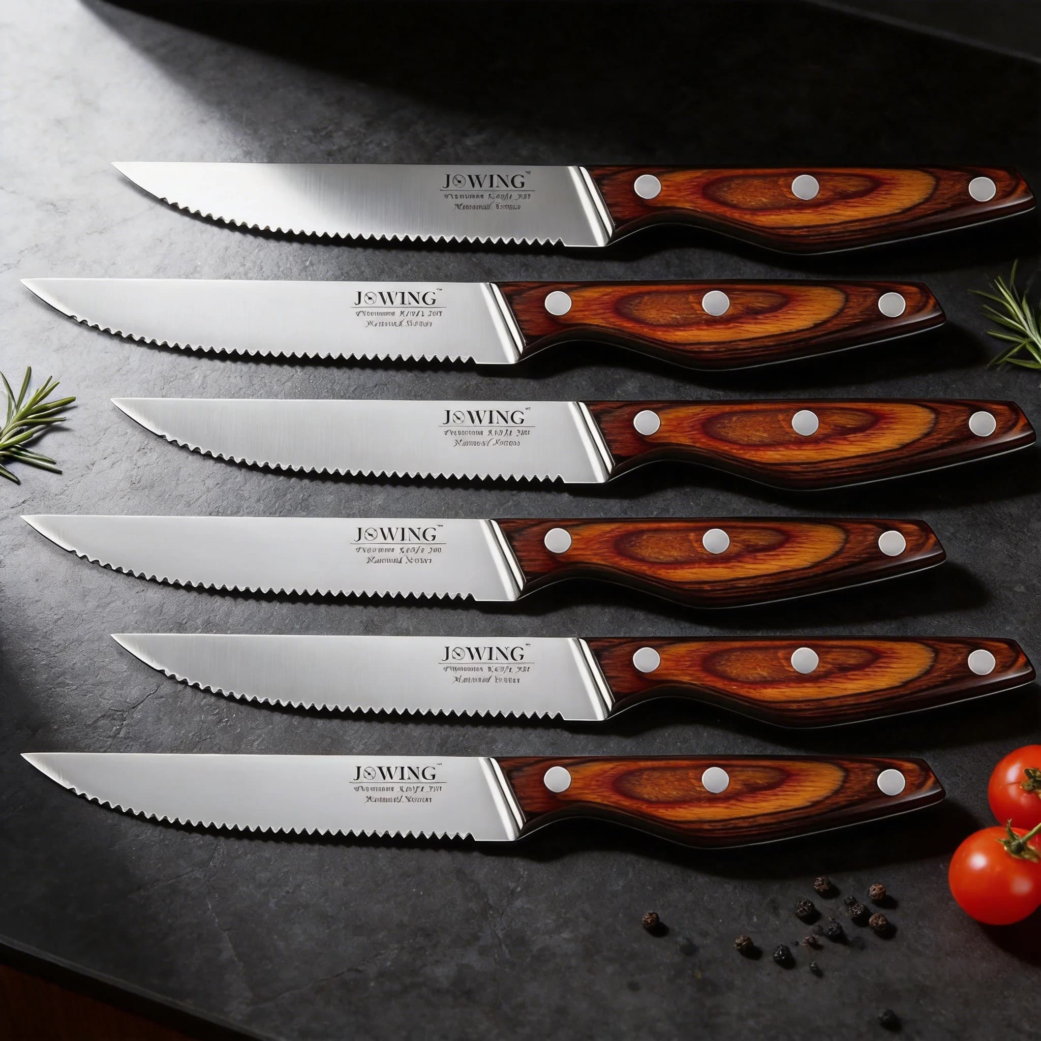 2026 New Model Steak Knife Set, Kitchen Knife 2/4/6/8 Piece Set Steak Knife with Solid Wood Handle and Stainless Steel Blade