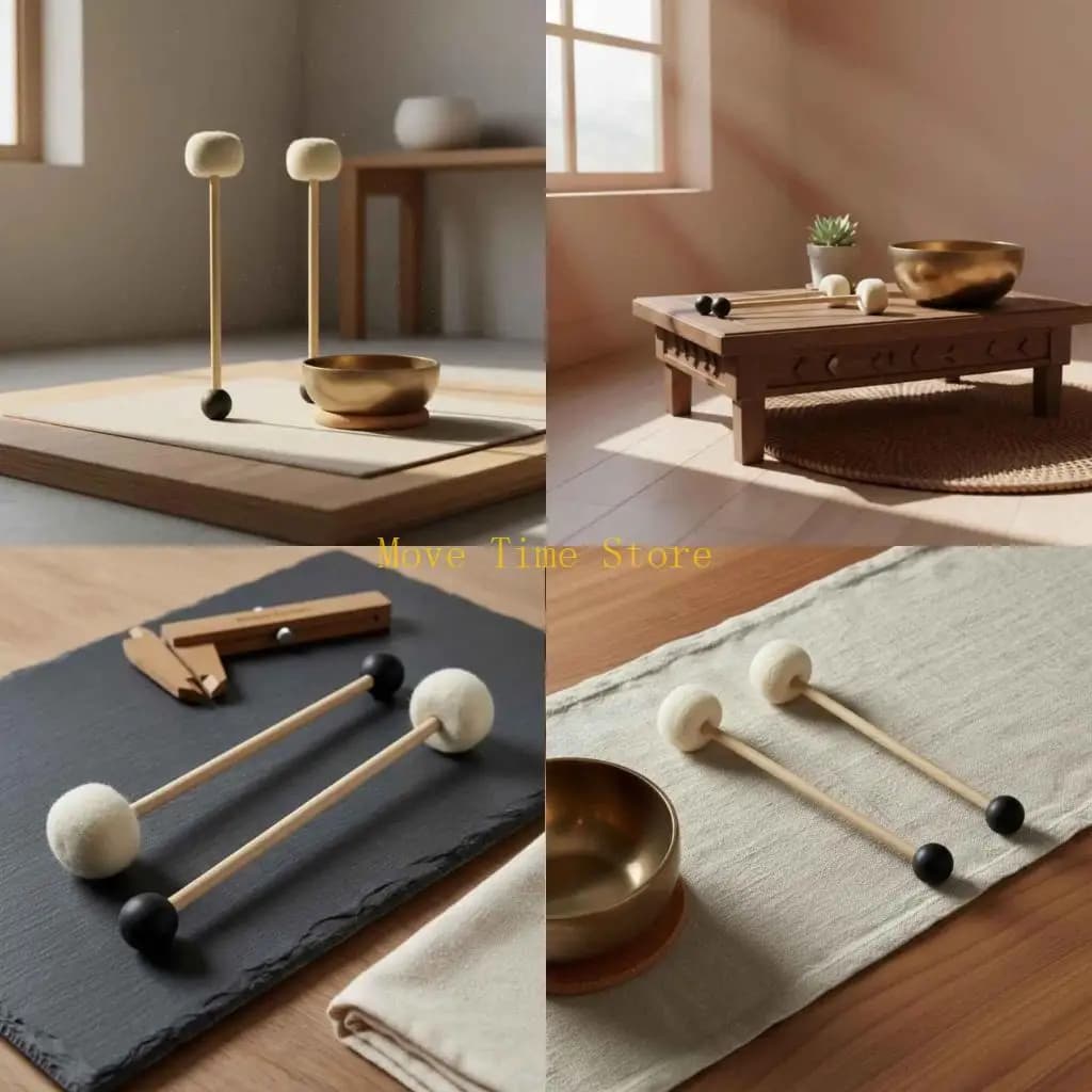 92ME Light Weight Singing Bowl Mallet Musical Beater With Natural Beechwood Handle And Double Purpose Rubber and Felt Design