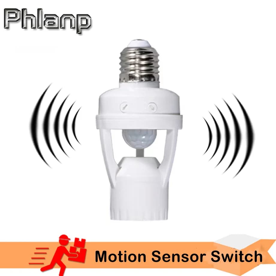 Phlanp E27 Spina Sensore di movimento a infrarossi a induzione PIR da 360 gradi Interruttore presa lampadina intelligente 85-265V Adattatore portalampada