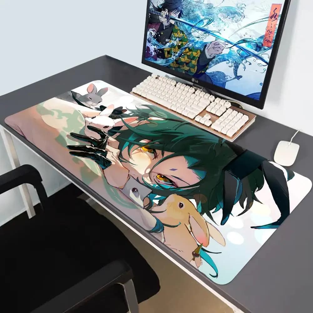 Tappetino per mouse HD Anime Genshin Impact Xiao, accessori per giochi per PC, tappetino per mouse, tappetino per tastiera per laptop, tappetino per tastiera, tappetino per mouse Kawaii