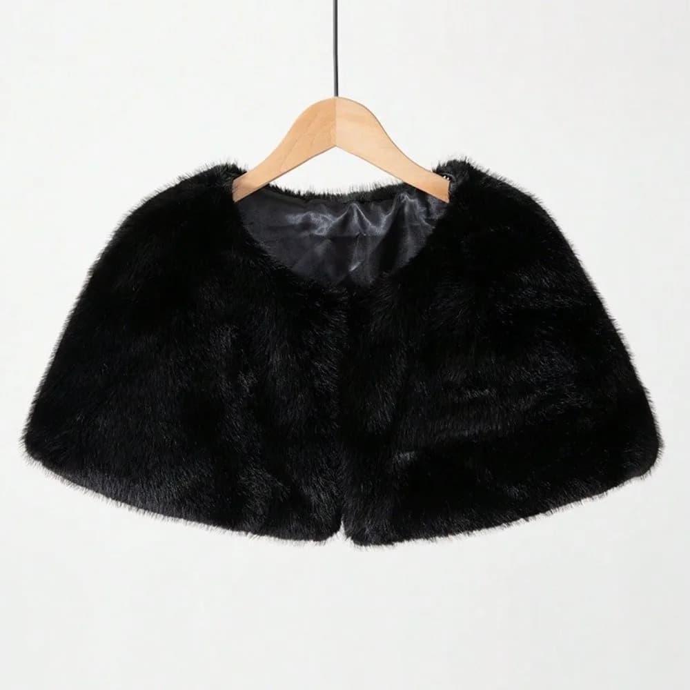 Winter Large Collar Shawl Handmade Solid Color Wedding Dress Shawl Faux Fur Shoulder Decorative Warm Neck Warmer Women Shawl