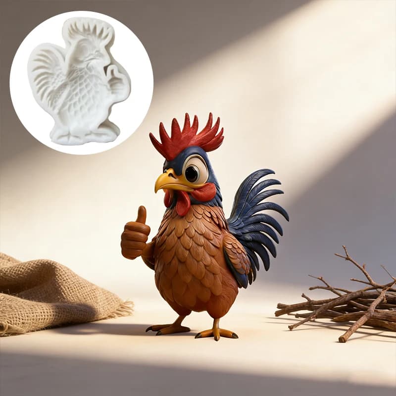 Come il stampo in silicone a forma di pollo, il stampo in resina riutilizzabile, il stampo per argilla e gesso e il stampo fai-da-te per ciondoli decorativi fatti a mano.