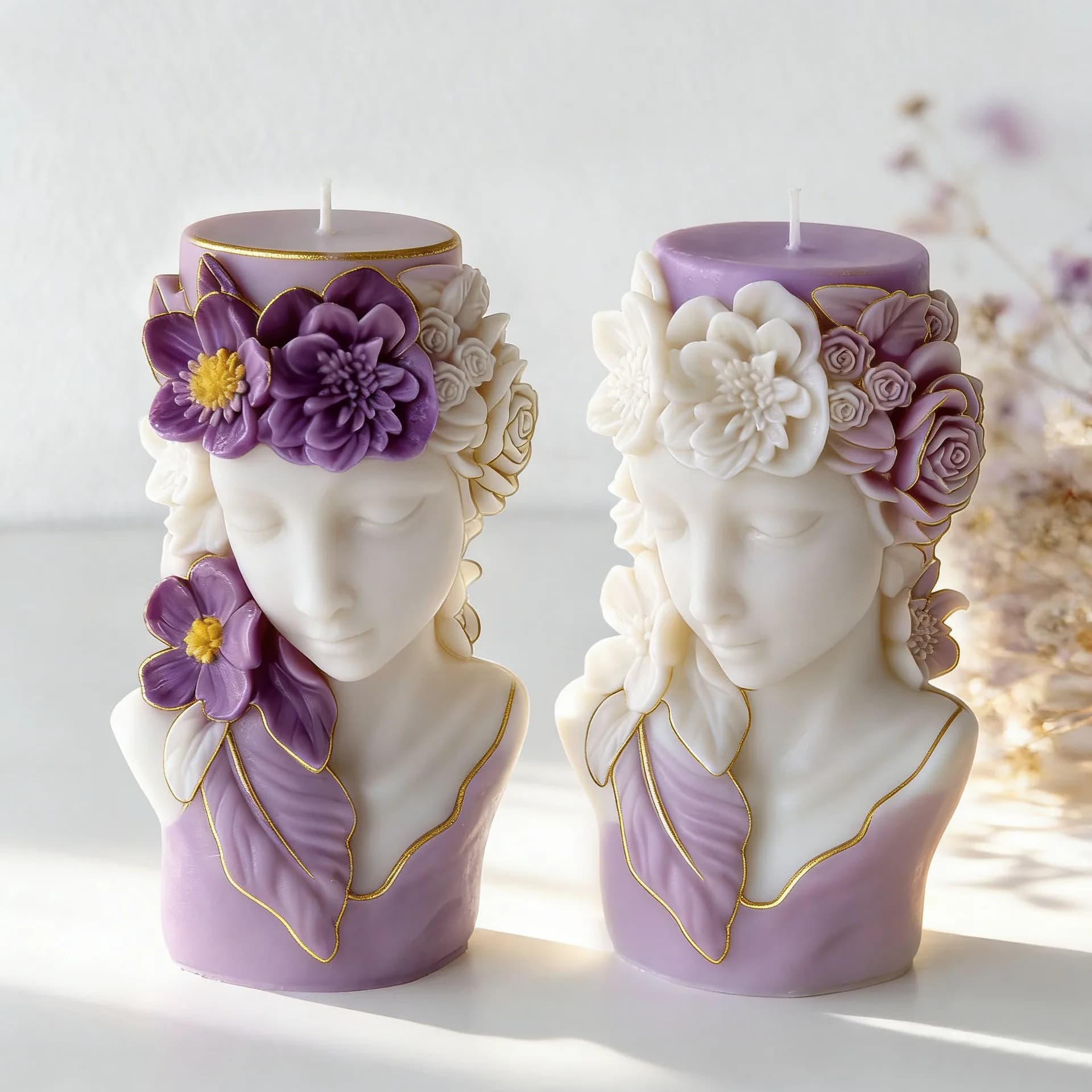 3D Floral Portrait Relief Candle Silicone Mold for DIY Aroma Wax Plaster Cylinder Decor Home Craft Gift