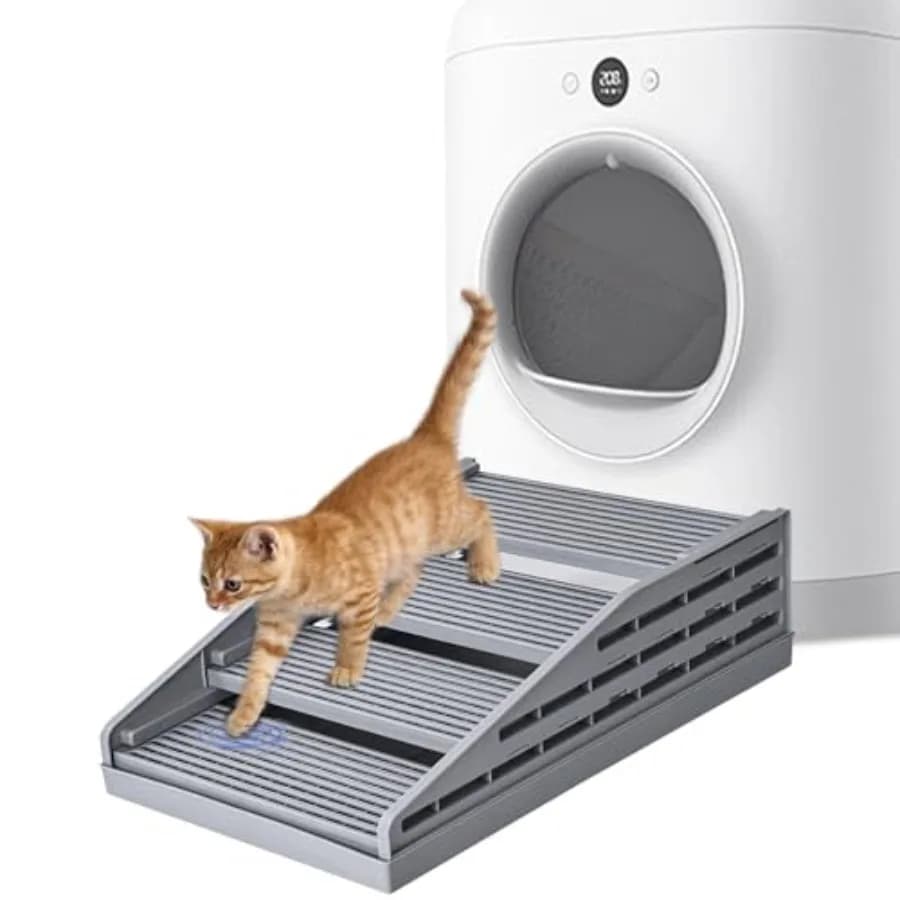 Rampa/Scaletta Regolabile per Lettiera Gatti con Funzione Filtrante, Anti-Tracciamento, Facile da Pulire, Adatta a Lettiera Automatica