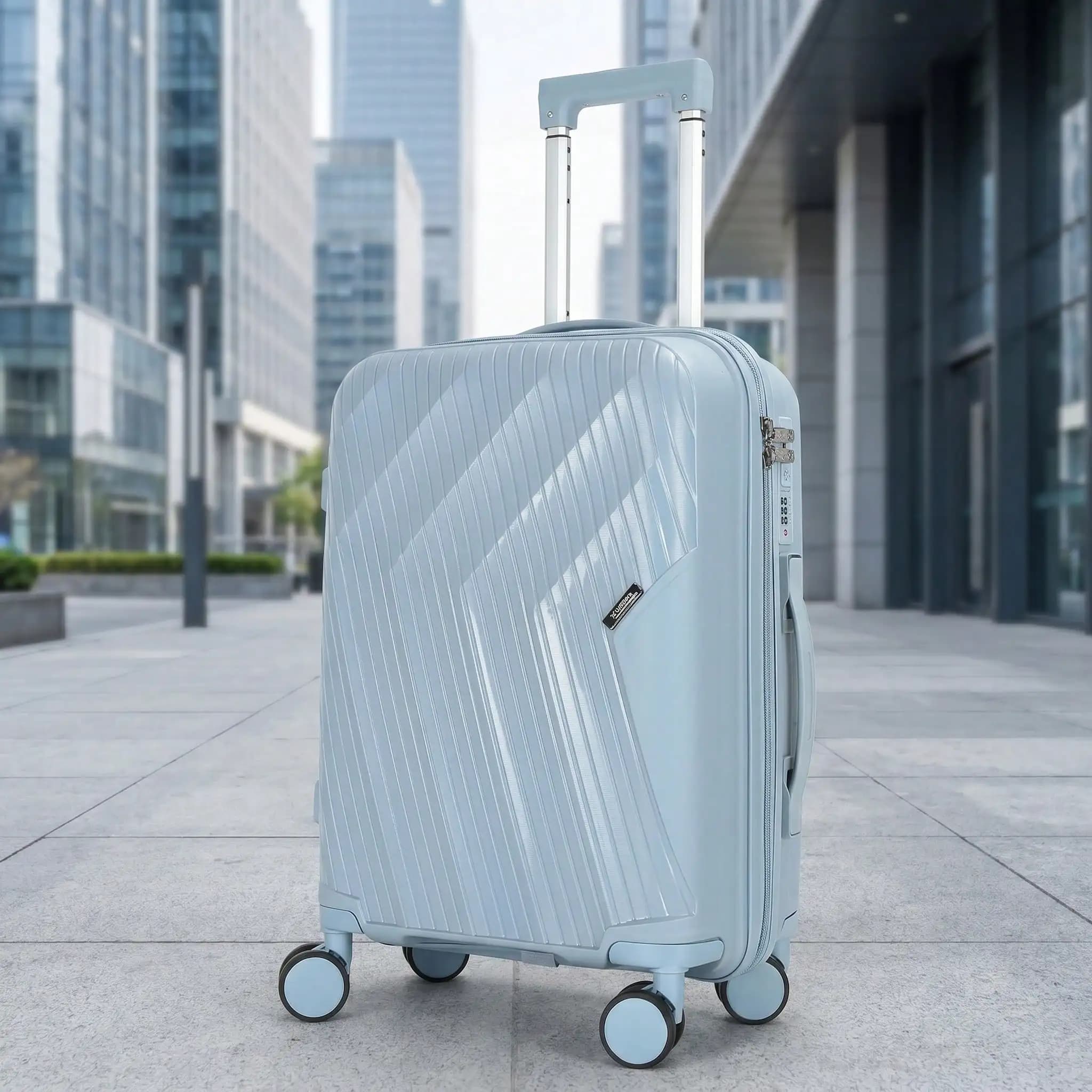 This 20-Inch Carry-On Suitcase Is Made Of Durable And Stylish PP Material, Featuring 360-Degree Smooth Spinner Wheels, A TSA Lock, A Telescopic Handle, And A Zipper Closure. Suitable For Various Travel And School Trips.
