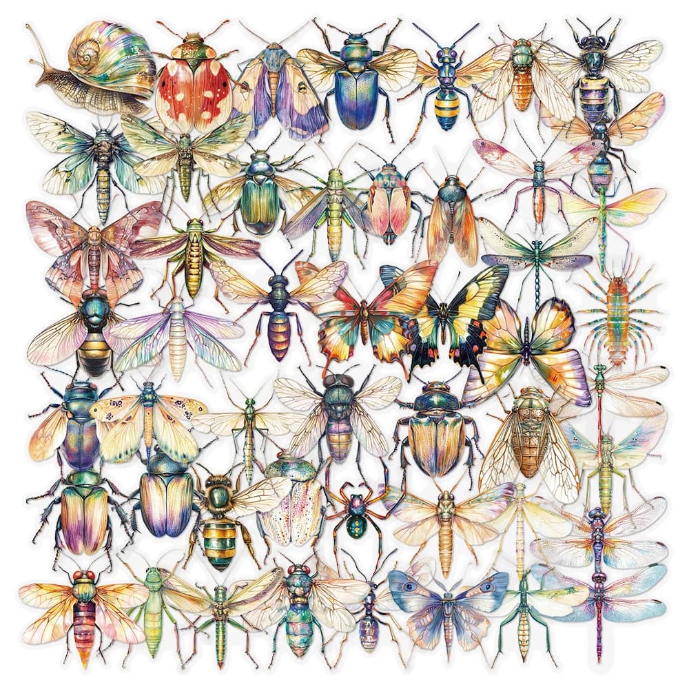 10/30/50 pezzi adesivi insetti colorati trasparenti adesivi graffiti cartoni animati decorazione notebook bagagli laptop decalcomanie impermeabili