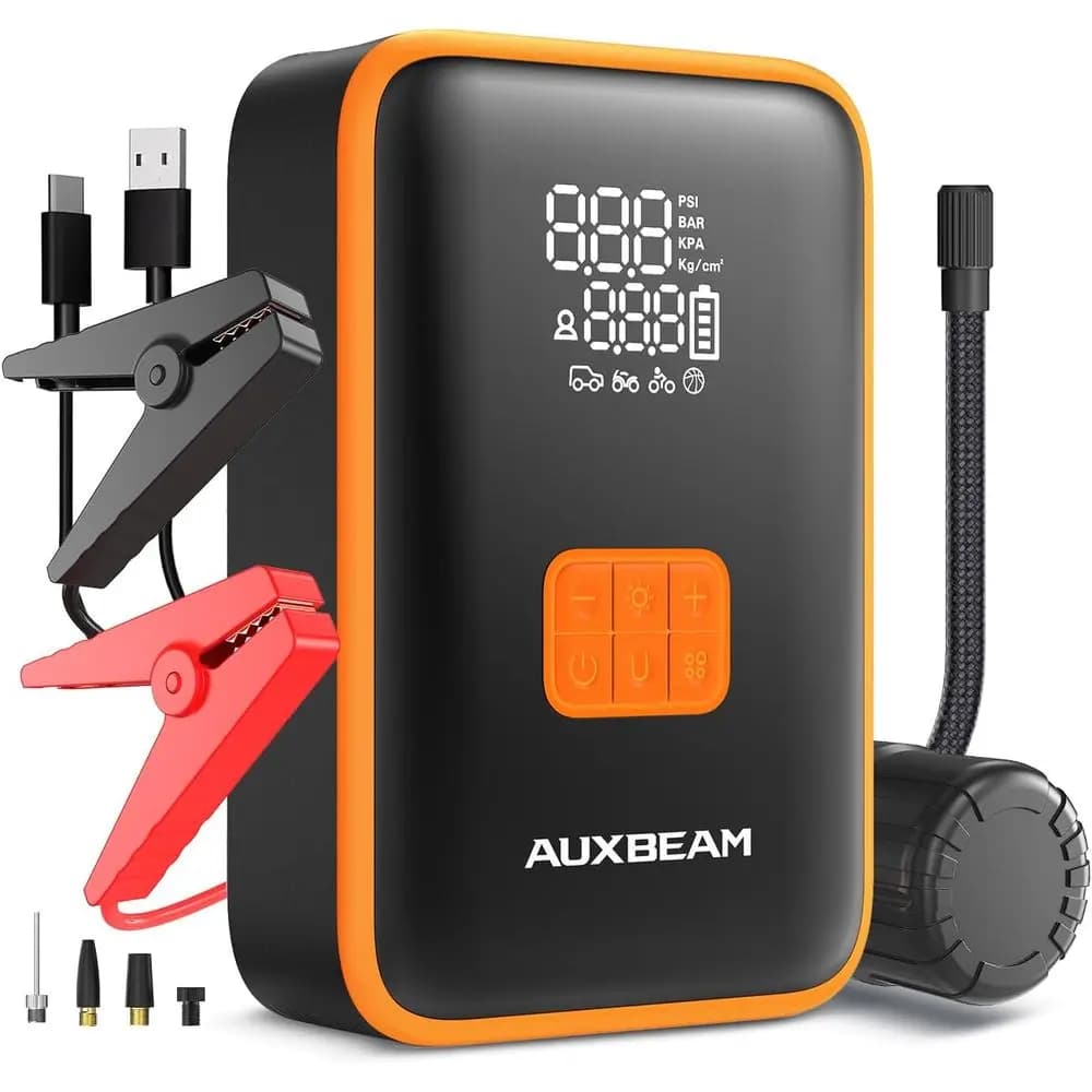 Avviatore di Emergenza Portatile 3500A per Motori a Benzina/4.0L con Compressore d'Aria e Torcia a 3 LED