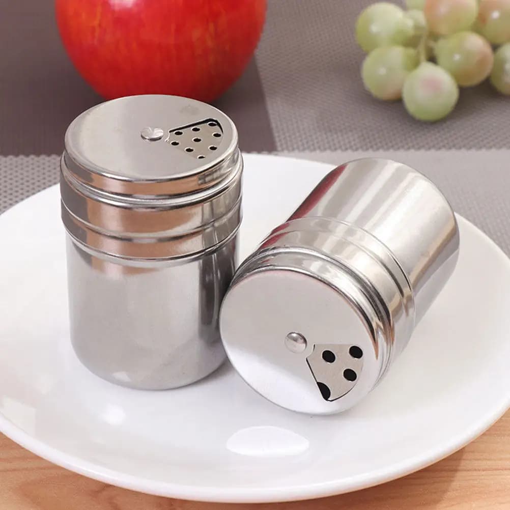 Set di 5 barattoli per condimenti in acciaio inossidabile, contenitori per spezie, contenitori per condimenti da cucina, facili da pulire, riutilizzabili, per preservare la freschezza