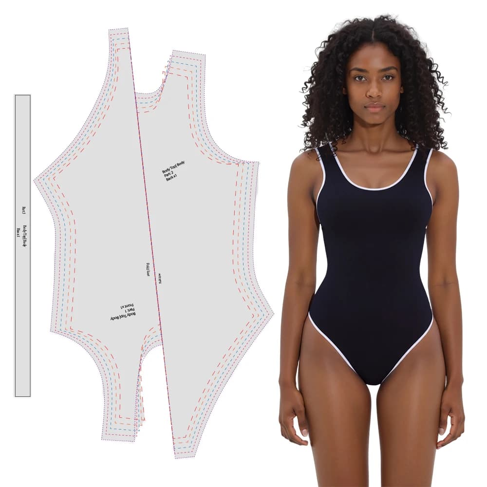 Modelli di cucito per body da donna in 5 taglie (XS-XL), kit cucito per principianti per abbigliamento femminile