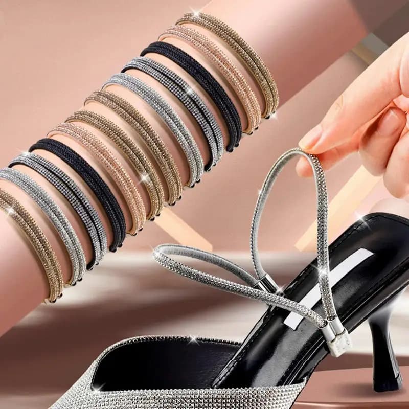 Lacci delle scarpe da donna Pacchetto triangolo gratuito Tacchi alti Cintura per scarpe regolabile Caviglia che tiene il pacchetto antiscivolo allentato Lacci Cinghie per cravatta Fascia