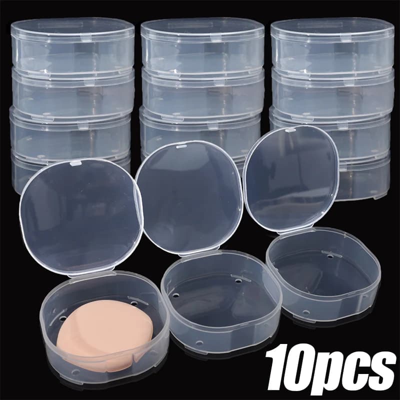 1/10pcs Transparent Square Plastic Boxes Makeup Powder Puff Air Cushion Storage Case Jewelry Diamond Packaging Organize Holder