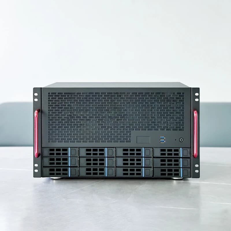 Chassis NAS a 12 Bay per Scheda Madre ATX e Alimentatore, 8 Slot PCIe Full-Height, Soluzione di Archiviazione per Aziende, Case Workstation AIO