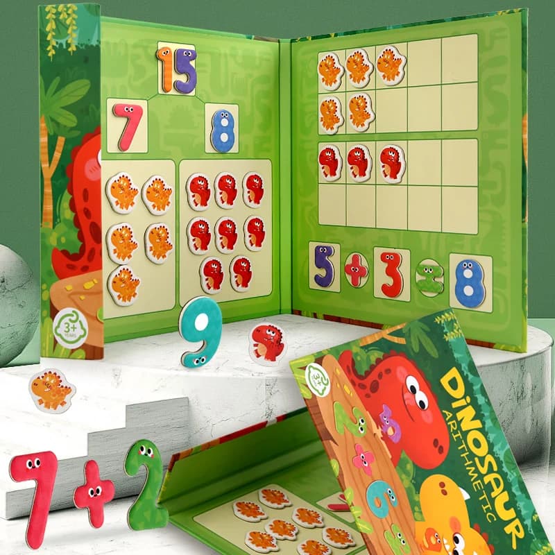 Tema del dinosauro Piastrelle matematiche per bambini Numero Decomposizione Aritmetica 1-20 Addizione e sottrazione Giocattoli per l'educazione precoce
