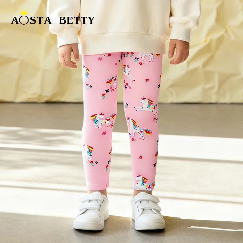 Leggings per ragazze con stampa unicorno carino Pantaloni elastici comodi in morbido cotone Moda stile europeo americano Autunno 2025 Nuovo