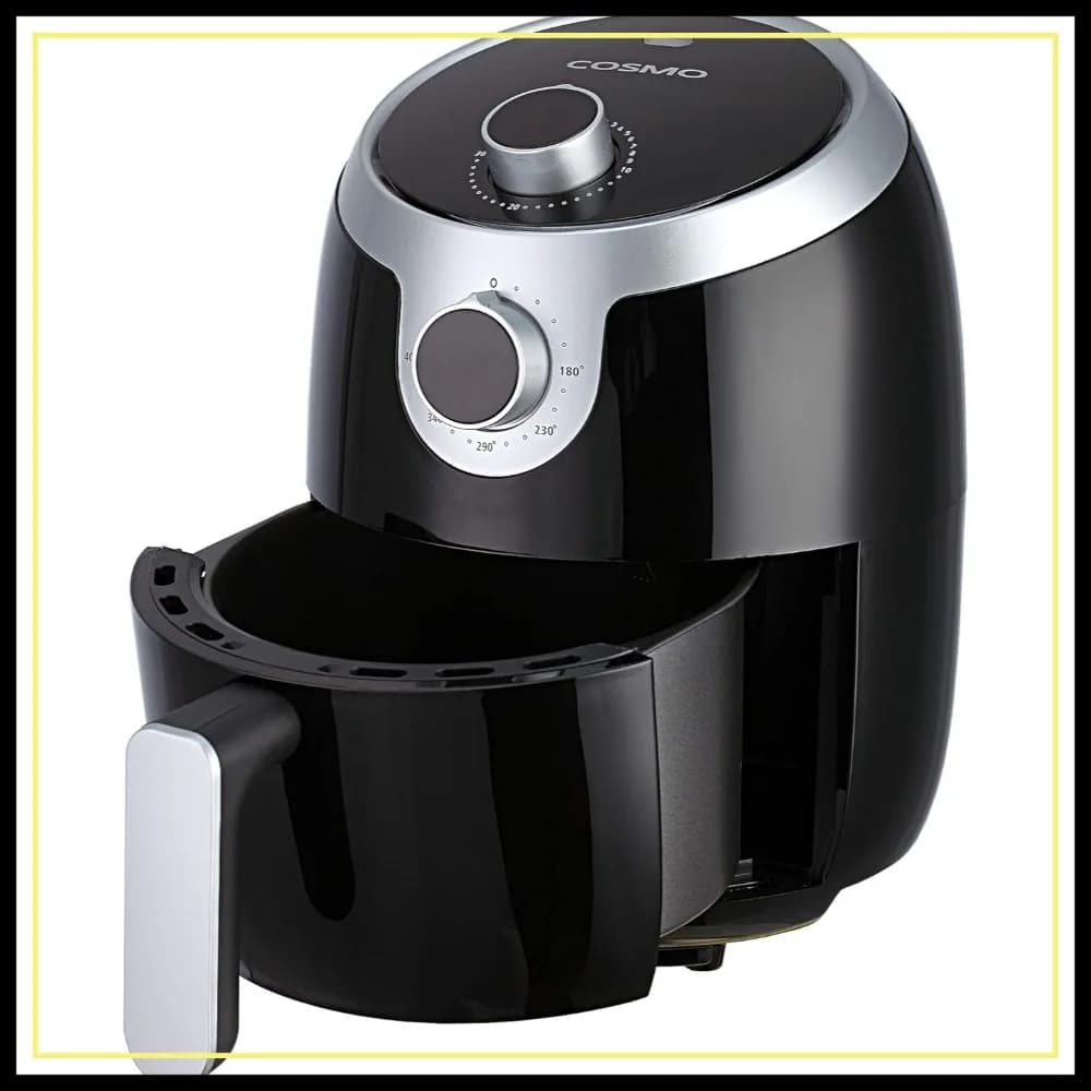 Friggitrice ad Aria Elettrica Compatta da 2,3 Litri con Controllo della Temperatura, Timer, Spegnimento Automatico, Vassoio Antiaderente, 1000W