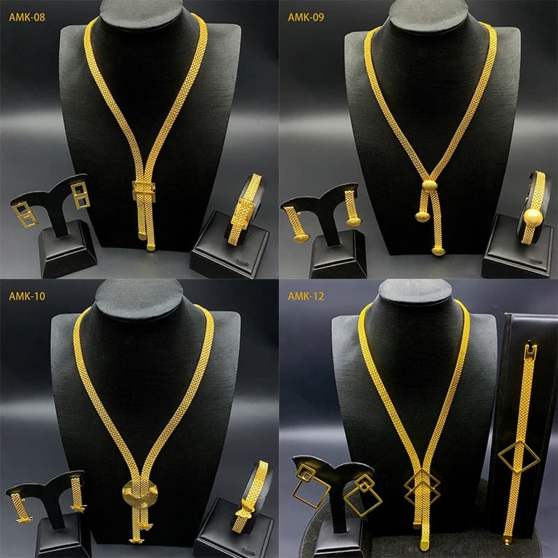 Set di gioielli placcati in oro etiope per le donne Dubai indiano africano Dubai collana da sposa orecchini gioielli regalo per la festa nuziale