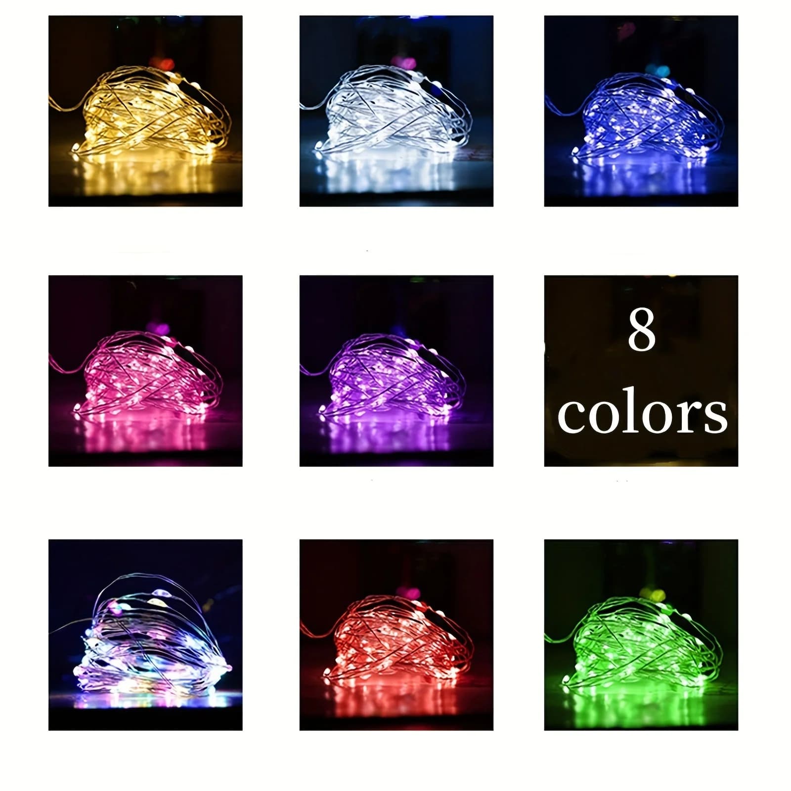 10 pezzi luci a stringa a LED 8 colori atmosfera luce colorata alimentata a batteria lucine per decorazioni natalizie per feste all'aperto