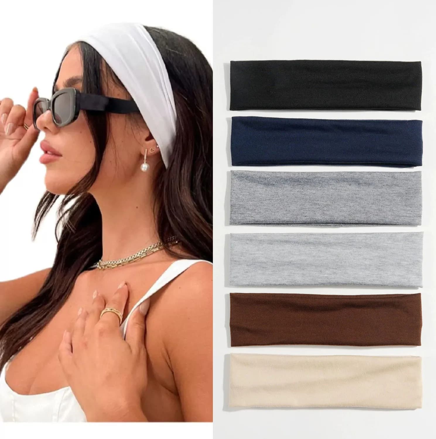 6 pezzi semplici basici tinta unita sport yoga fasce per capelli corsa antitraspirante fasce assorbenti per il sudore per uomini e donne