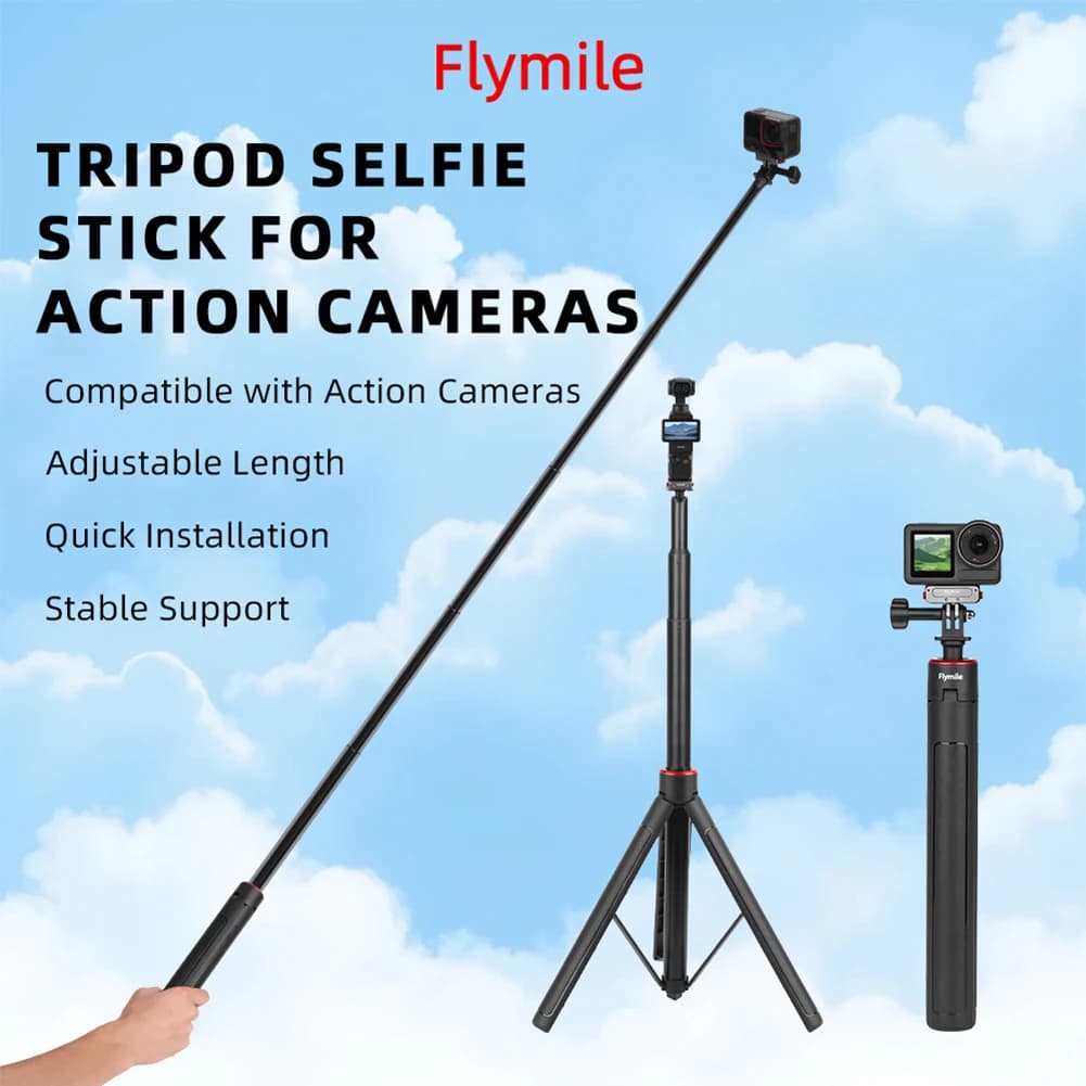 Bastone selfie con accessori per treppiede con asta di prolunga per Insta360 X5 Action 4/Pocket 3