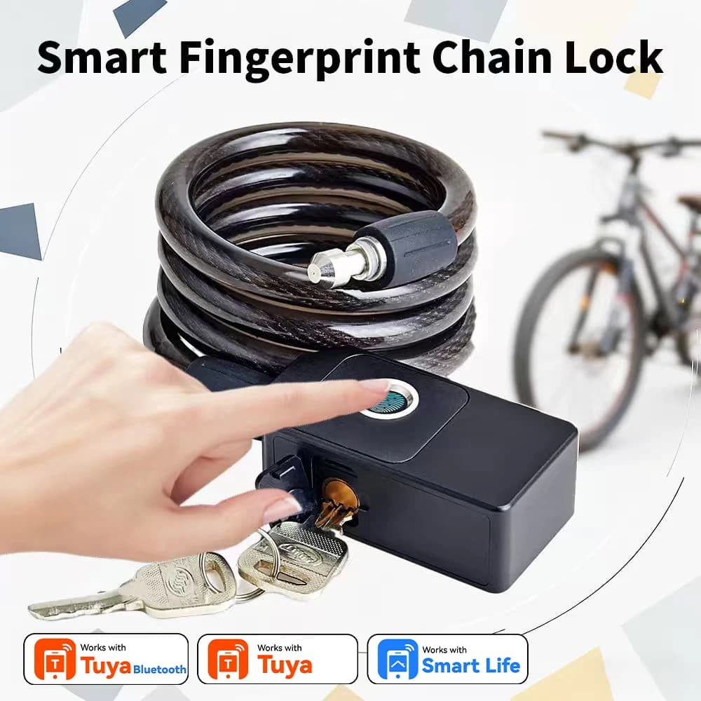 Lucchetto a Catena Intelligente Tuya con Bluetooth e Impronta Digitale per Google Play e iOS, Serratura di Sicurezza per Magazzino e Negozio, Controllo Remoto Smart Life